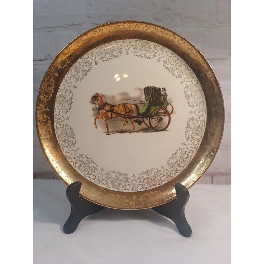 Sabin Antique 22Karat Gold 10 Inch Ceramic Plate